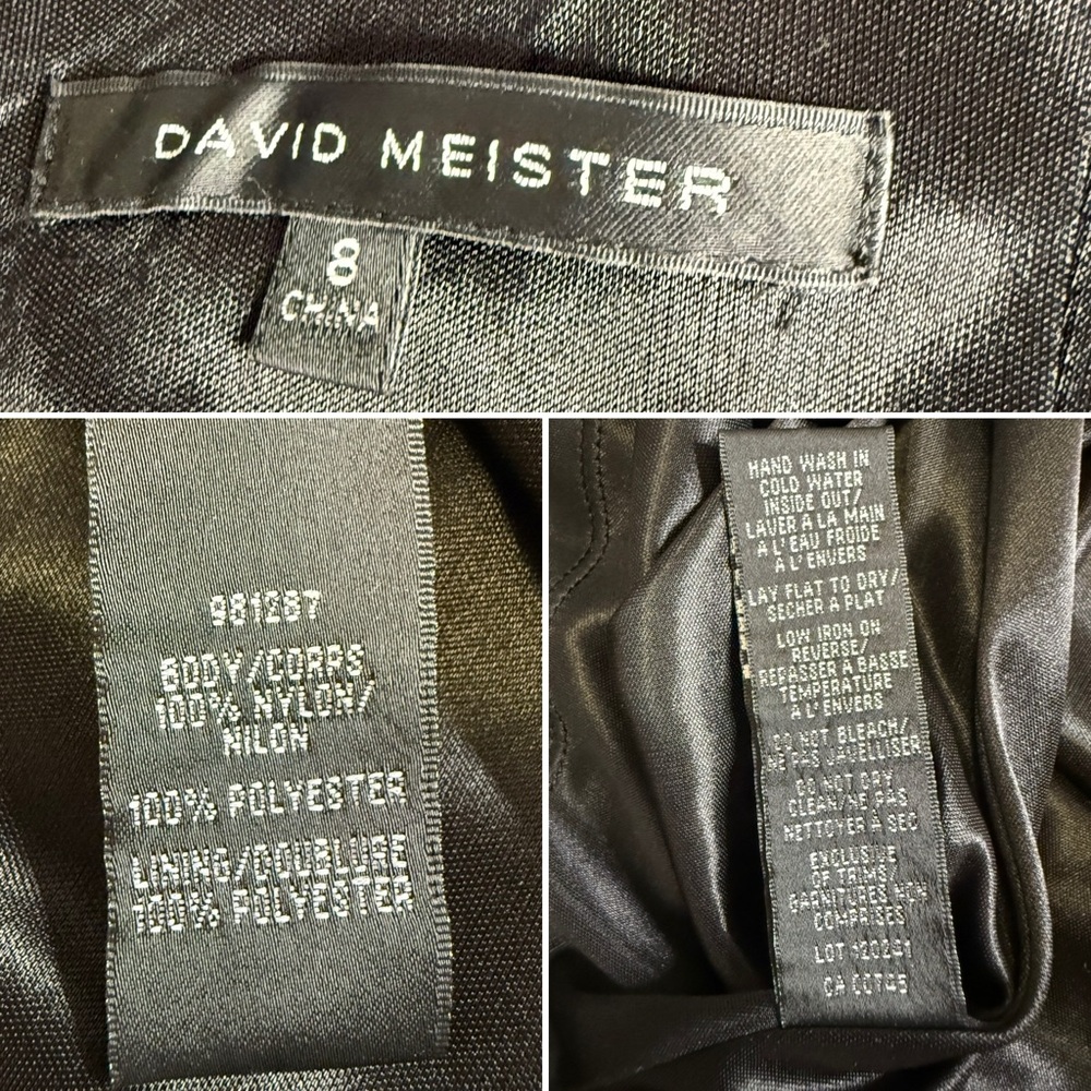 David Meister Black Floral Embroidered Gown Size 8 - Picture 12 of 12